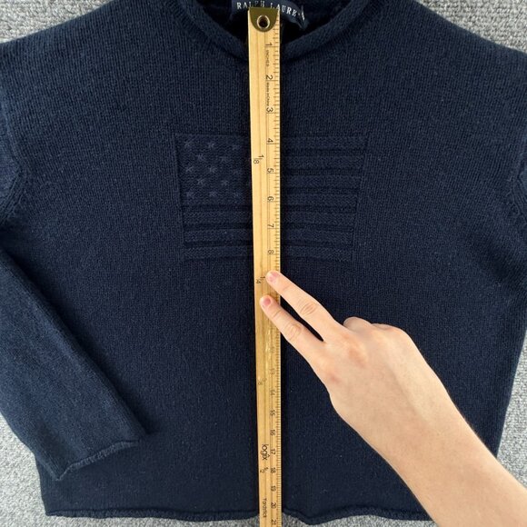Ralph Lauren Cashmere Wool Blend Flag Sweater Navy Blue Medium Pullover Knit USA - Picture 7 of 15